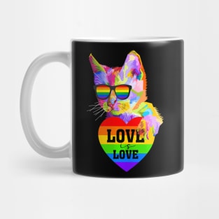 Cool Cat LGBT Support Pride Mom Mother LGBT Month Mug